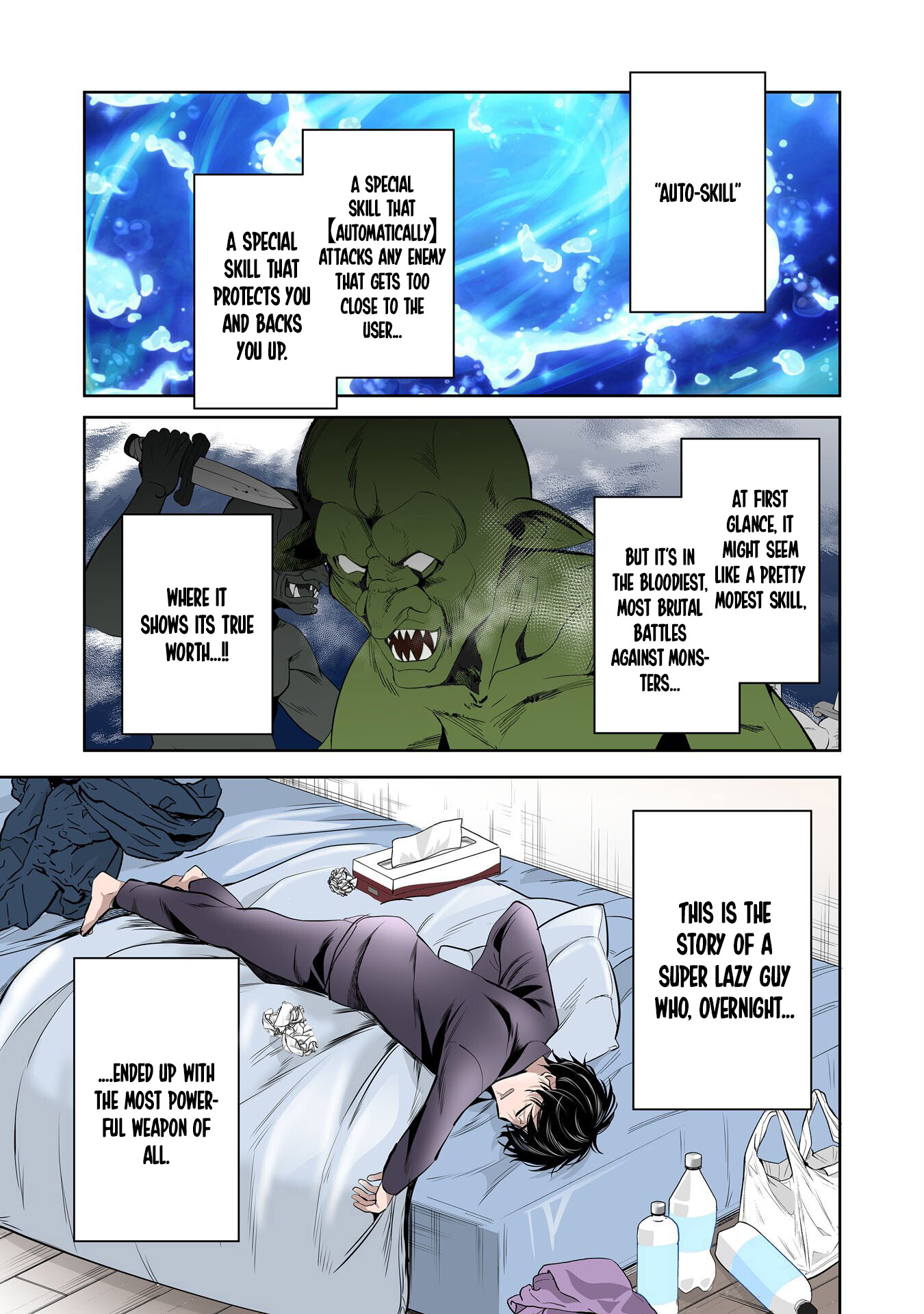 Zenjidou Kougeki (Auto) Skill de Ore Dake Chousoku Level Up: Megami ga Michibiku Taida na Tenseisha no Sakutto Isekai Kouryaku New – Chapter 01 – Page 1